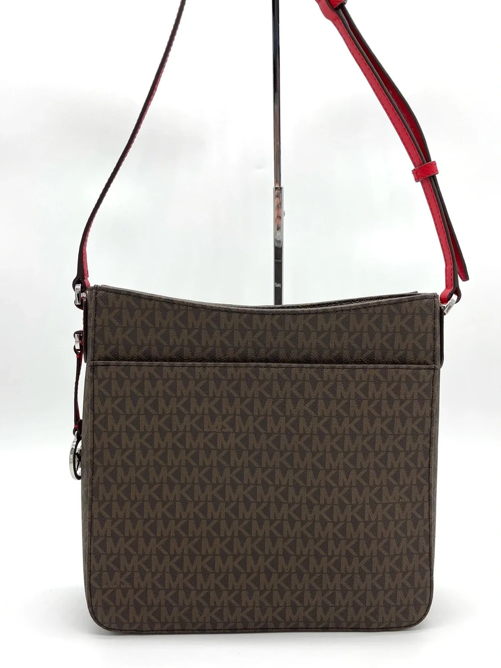 Michael Kors Jet Set Travel Large  Messenger Brown MK Logo Crossbody Bag